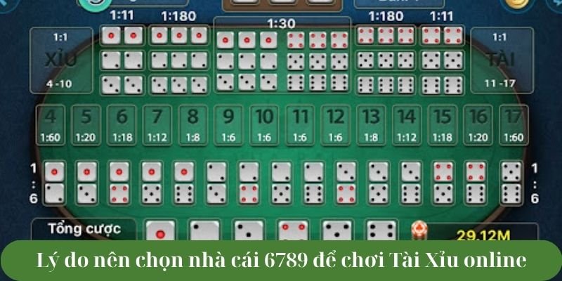 Lý do nên chọn nhà cái 6789 để chơi Tài Xỉu online